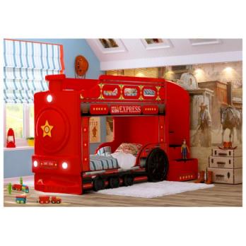 Детская двухъярусная кровать Паровоз (красный) (Ред Ривер)Ред Ривер Детская двухъярусная кровать Паровоз (красный)