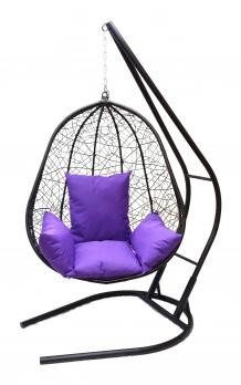 Подвесное кресло Капри XXL черное с фиолетовой подушкой (Облачный замок)Облачный замок Подвесное кресло Капри XXL черное с фиолетовой подушкой