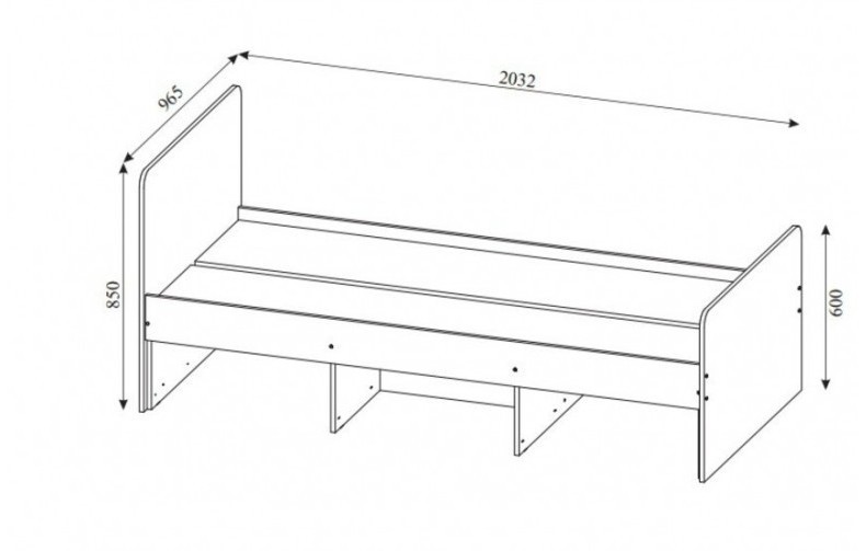 Чертеж подростковой кровати с размерами